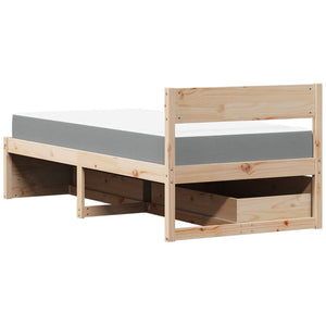 vidaXL Bed with Drawers and Mattress 90x190 Solid Pine