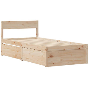 vidaXL Bed with Drawers and Mattress 90x190 Solid Pine