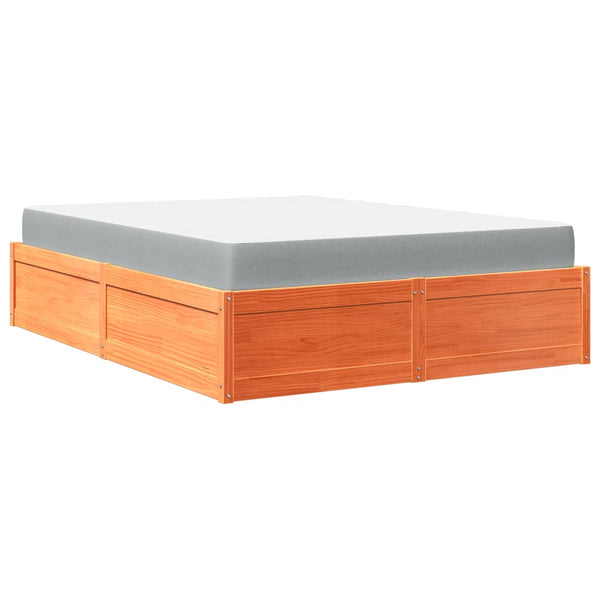 vidaXL Bed with Mattress Wax Brown 160x200 cm Solid Pine Wood