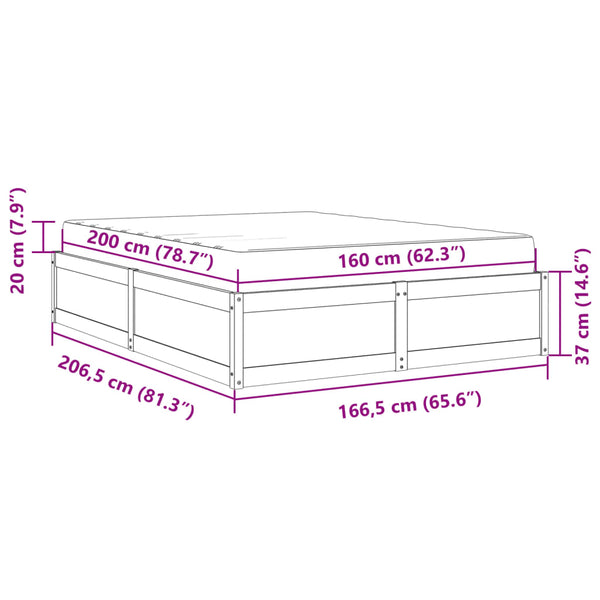 vidaXL Bed with Mattress Wax Brown 160x200 cm Solid Pine Wood