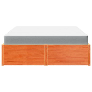 vidaXL Bed with Mattress Wax Brown 160x200 cm Solid Pine Wood