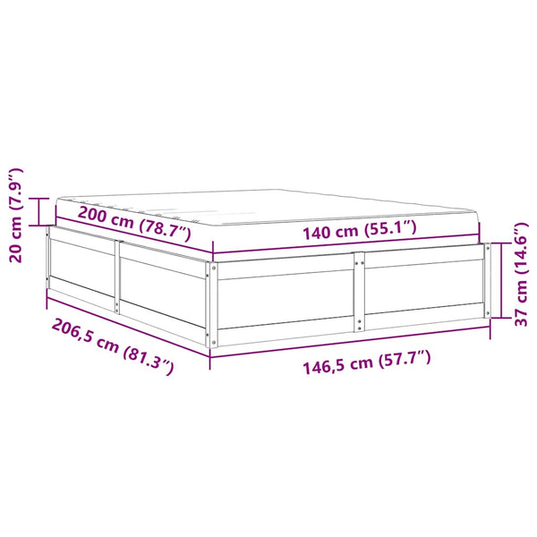 vidaXL Bed with Mattress Wax Brown 140x200 cm Solid Pine Wood
