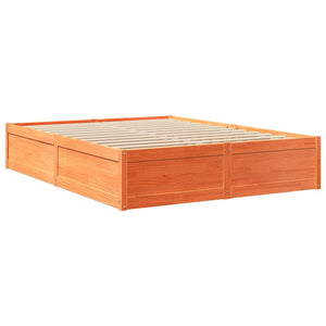 vidaXL Bed with Mattress Wax Brown 140x200 cm Solid Pine Wood