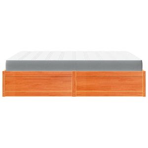 vidaXL Bed with Mattress Wax Brown 140x200 cm Solid Pine Wood