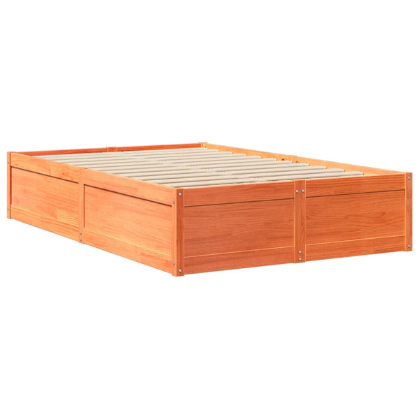vidaXL Bed with Mattress Waxed Brown 120x200 cm Solid Pine Wood