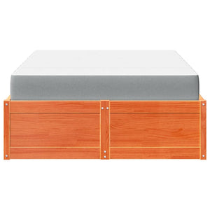 vidaXL Bed with Mattress Waxed Brown 120x200 cm Solid Pine Wood