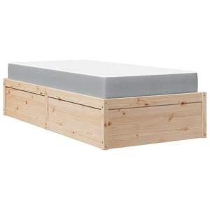 vidaXL Bed with Mattress 100x200 cm Solid Pine Wood