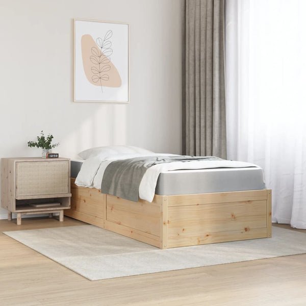 vidaXL Bed with Mattress 100x200 cm Solid Pine Wood