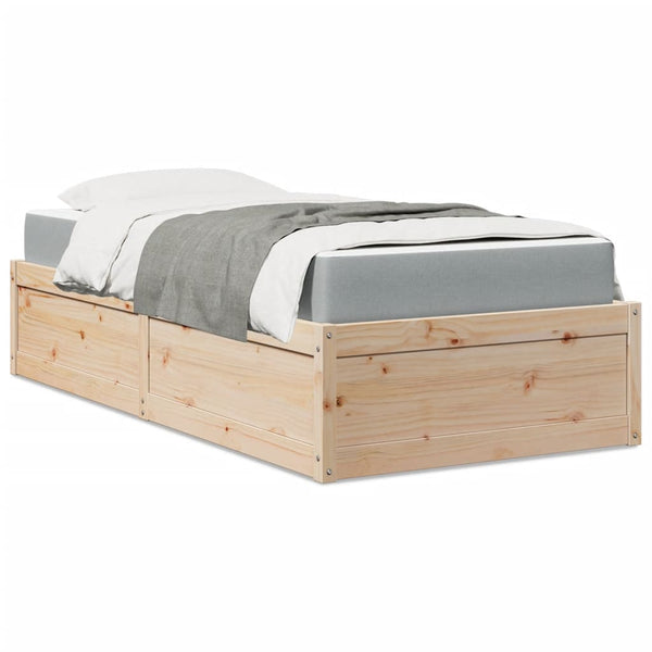 vidaXL Bed with Mattress 100x200 cm Solid Pine Wood
