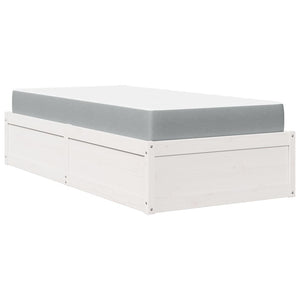 vidaXL Bed with Mattress White 100x200 cm Solid Pine Wood