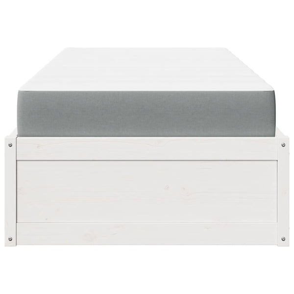 vidaXL Bed with Mattress White 100x200 cm Solid Pine Wood