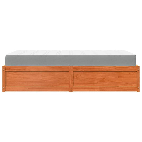 vidaXL Bed with Mattress Wax Brown 100x200 cm Solid Pine Wood