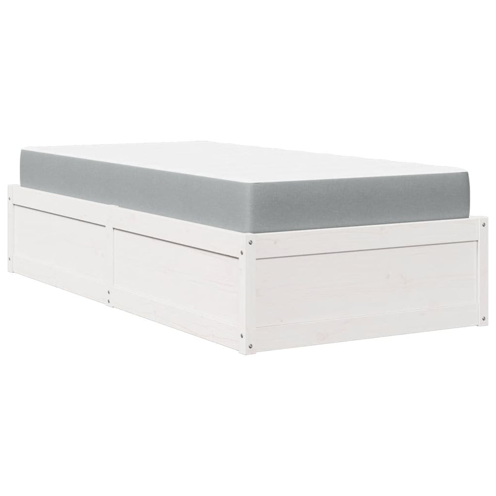 vidaXL Bed with Mattress White 90x200 cm Solid Pine Wood