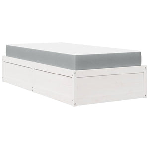 vidaXL Bed with Mattress White 90x200 cm Solid Pine Wood
