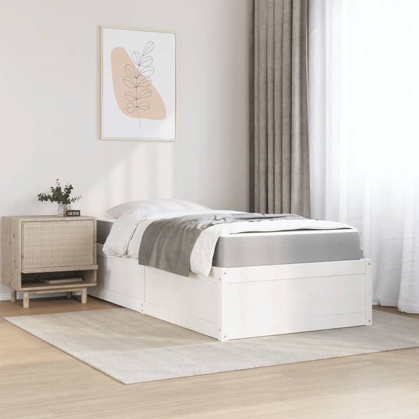 vidaXL Bed with Mattress White 90x200 cm Solid Pine Wood