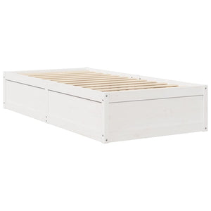vidaXL Bed with Mattress White 90x200 cm Solid Pine Wood