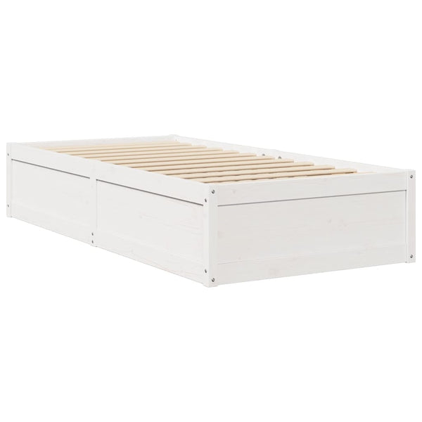 vidaXL Bed with Mattress White 90x200 cm Solid Pine Wood