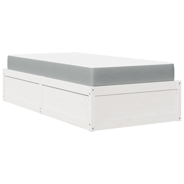 vidaXL Bed with Mattress White 90x200 cm Solid Pine Wood