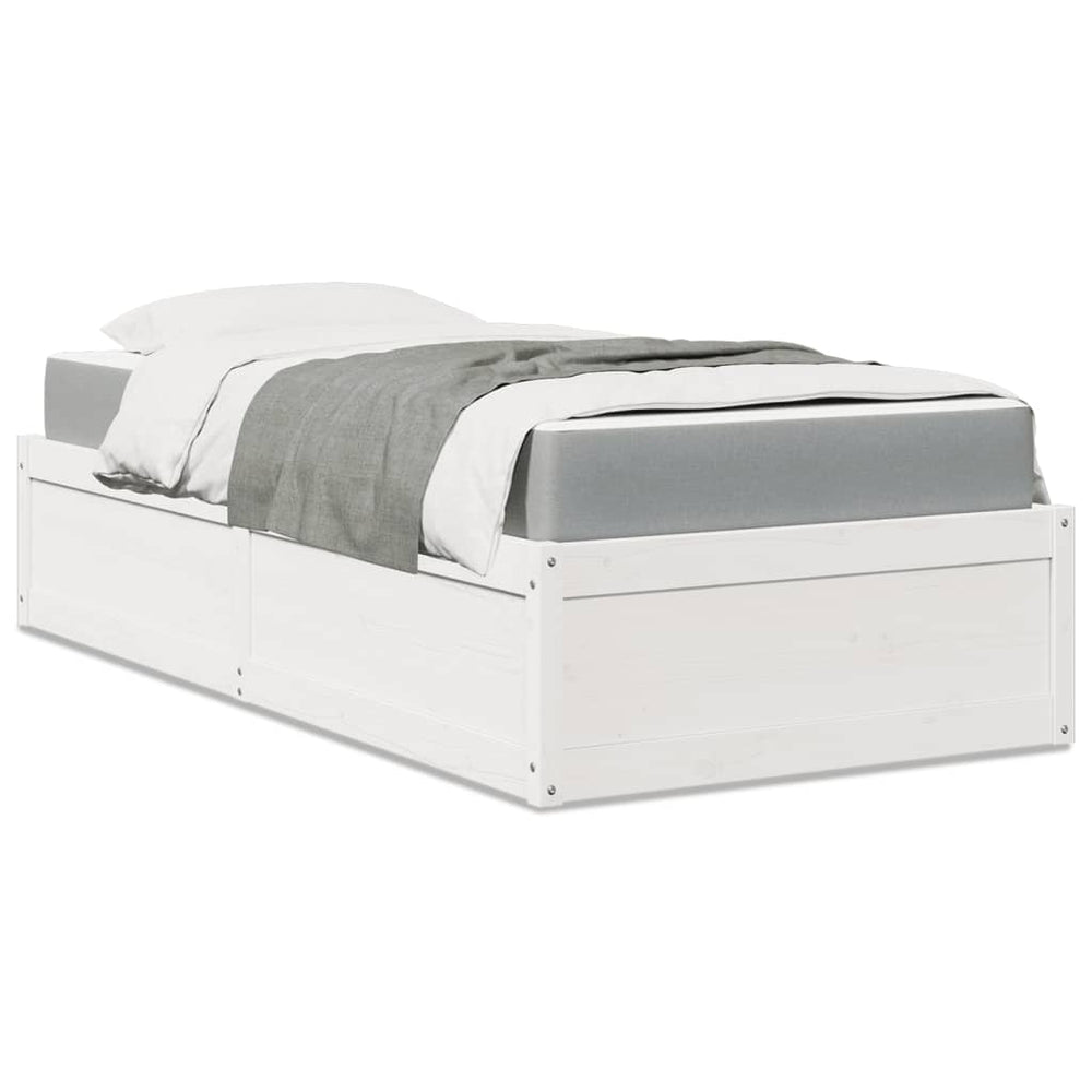 vidaXL Bed with Mattress White 90x200 cm Solid Pine Wood