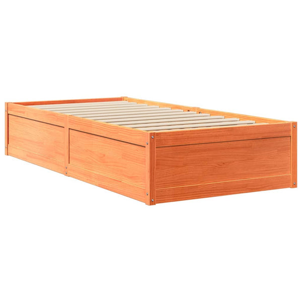 vidaXL Bed with Mattress Wax Brown 90x200 cm Solid Pine Wood