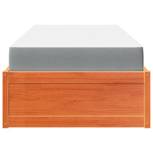vidaXL Bed with Mattress Wax Brown 90x200 cm Solid Pine Wood