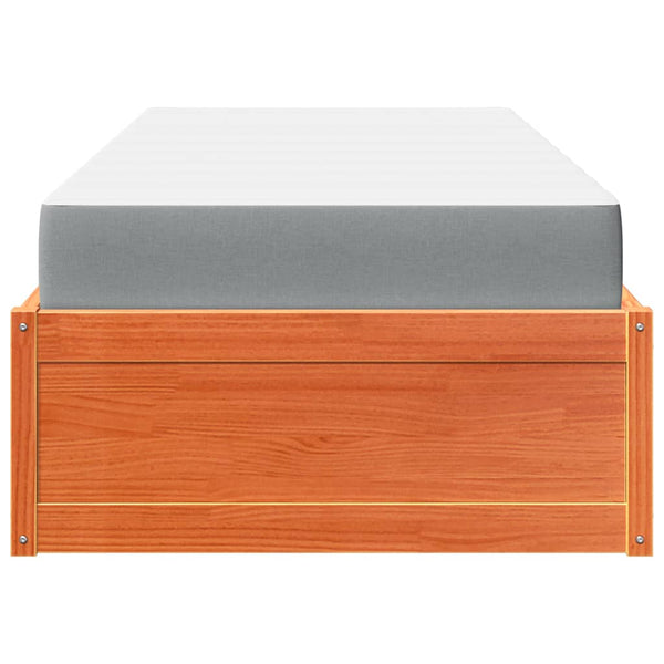 vidaXL Bed with Mattress Wax Brown 90x200 cm Solid Pine Wood