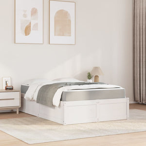 vidaXL Bed with Mattress White 140x190 cm Solid Pine Wood