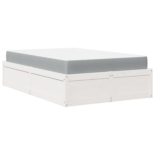 vidaXL Bed with Mattress White 140x190 cm Solid Pine Wood