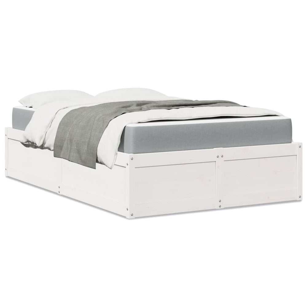 vidaXL Bed with Mattress White 140x190 cm Solid Pine Wood