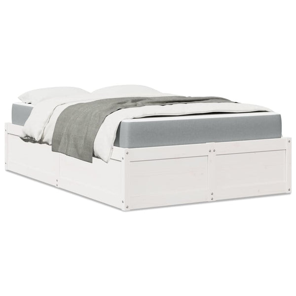 vidaXL Bed with Mattress White 140x190 cm Solid Pine Wood