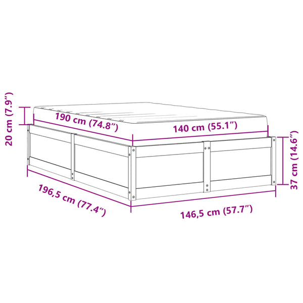 vidaXL Bed with Mattress Wax Brown 140x190 cm Solid Pine Wood
