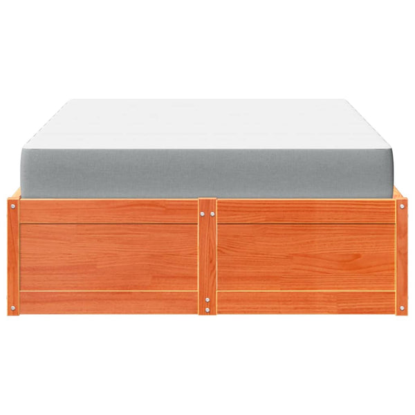vidaXL Bed with Mattress Wax Brown 140x190 cm Solid Pine Wood