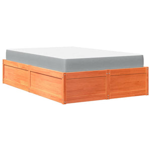 vidaXL Bed with Mattress Wax Brown 140x190 cm Solid Pine Wood