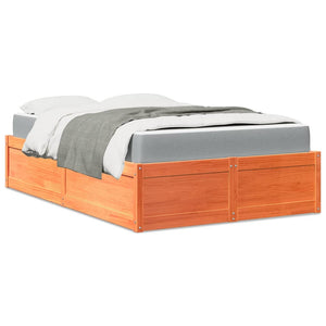vidaXL Bed with Mattress Wax Brown 140x190 cm Solid Pine Wood