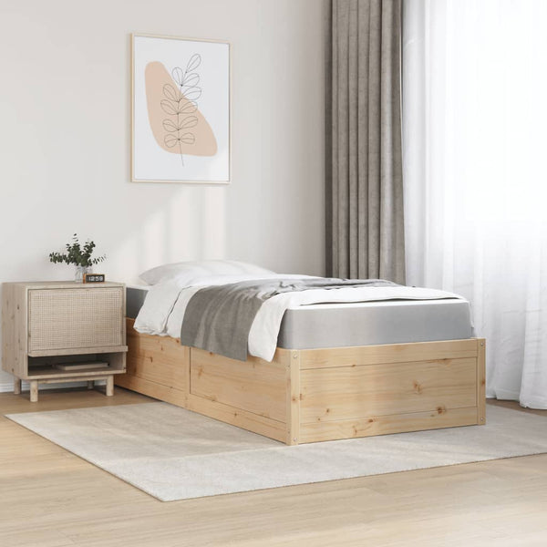 vidaXL Bed with Mattress 90x190 cm Solid Pine Wood