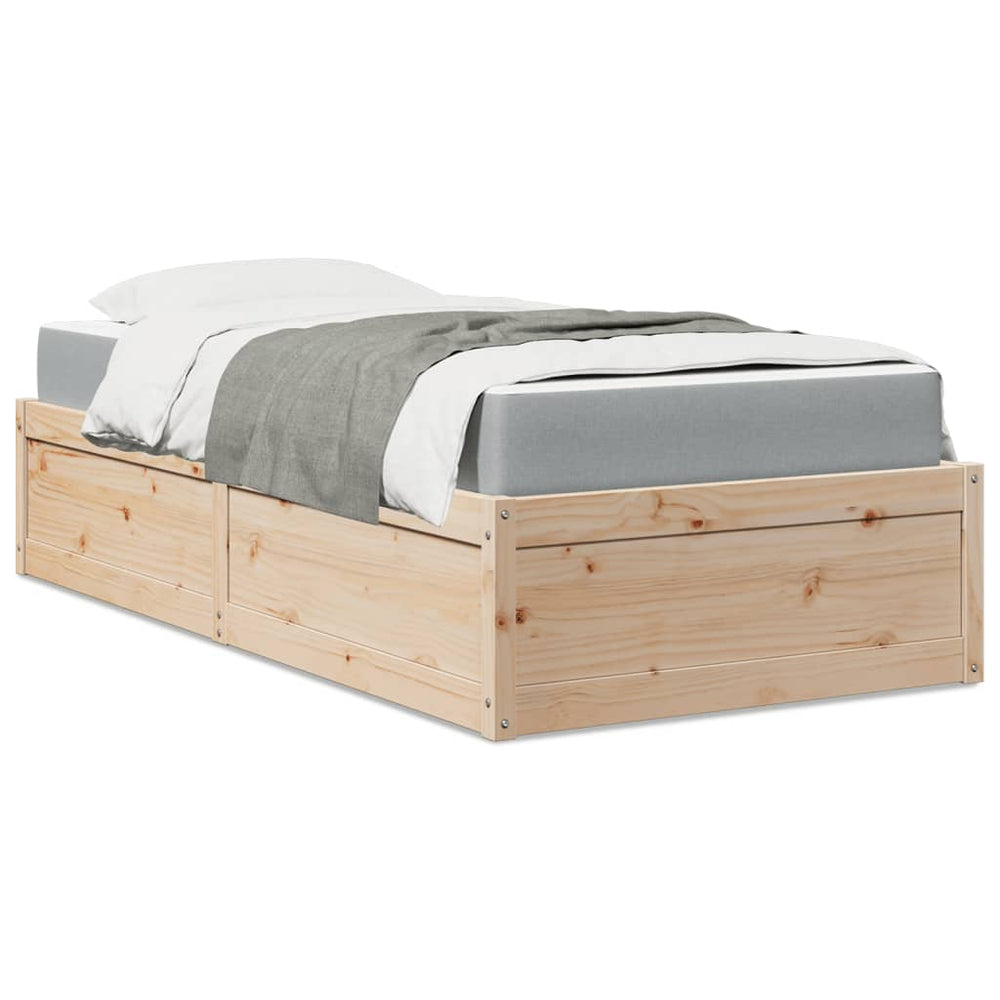 vidaXL Bed with Mattress 90x190 cm Solid Pine Wood