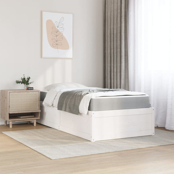 vidaXL Bed with Mattress White 90x190 cm Solid Pine Wood