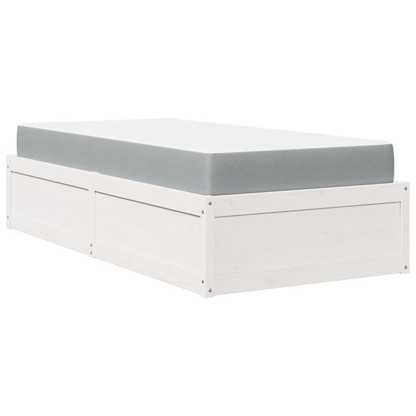 vidaXL Bed with Mattress White 90x190 cm Solid Pine Wood