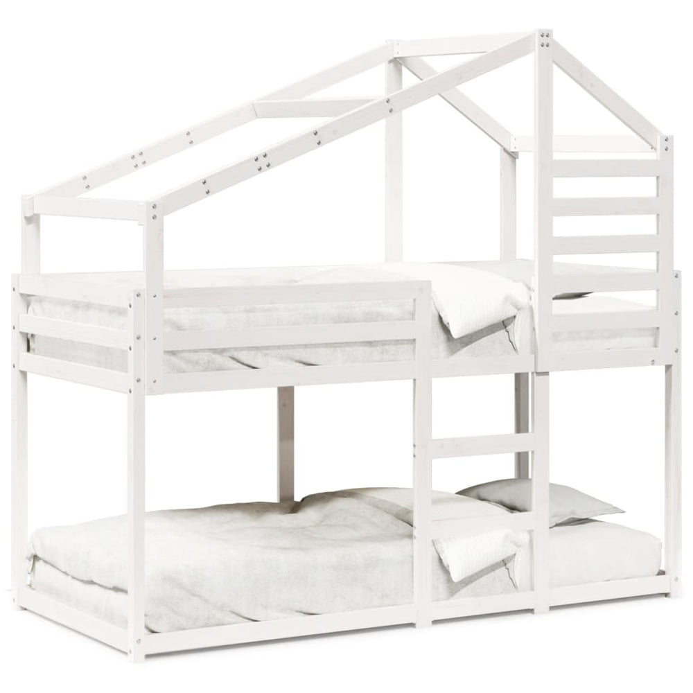 vidaXL Loft Bed with Roof White 80x200 cm Solid Pine Wood