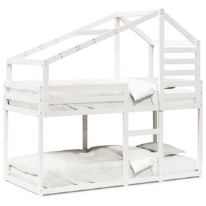 vidaXL Loft Bed with Roof White 80x200 cm Solid Pine Wood