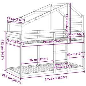 vidaXL Loft Bed with Roof White 80x200 cm Solid Pine Wood