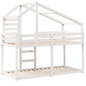 vidaXL Loft Bed with Roof White 80x200 cm Solid Pine Wood