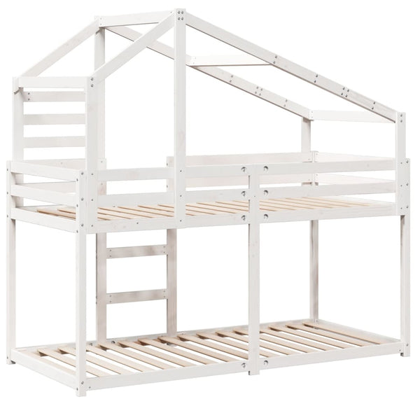 vidaXL Loft Bed with Roof White 80x200 cm Solid Pine Wood