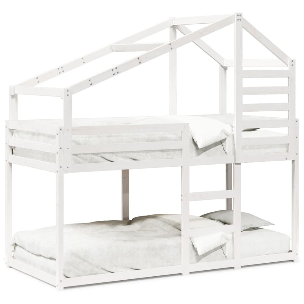 vidaXL Bunk Bed with Roof White 90x200 cm Solid Pine Wood