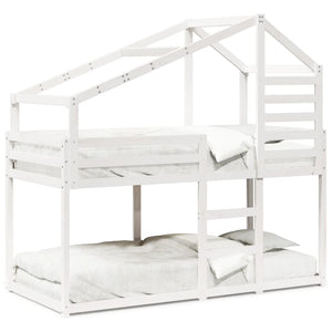 vidaXL Bunk Bed with Roof White 90x200 cm Solid Pine Wood