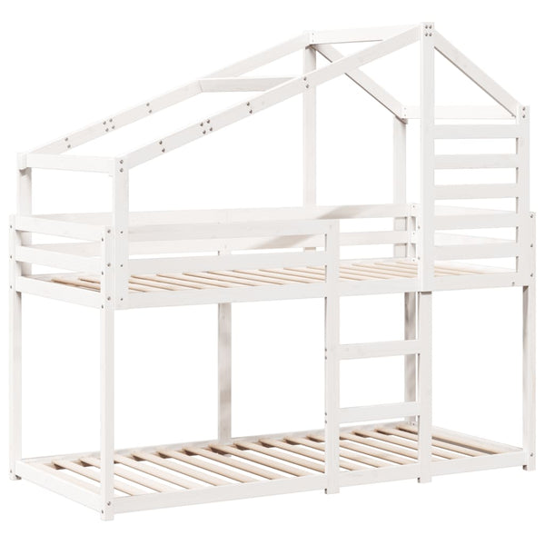 vidaXL Bunk Bed with Roof White 90x200 cm Solid Pine Wood
