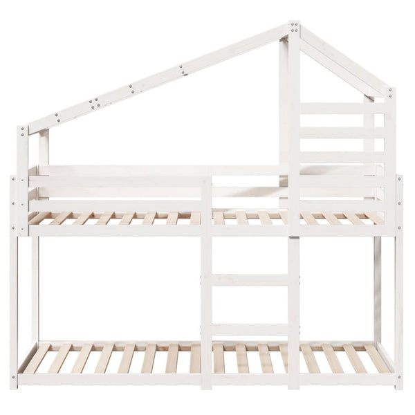 vidaXL Bunk Bed with Roof White 90x200 cm Solid Pine Wood