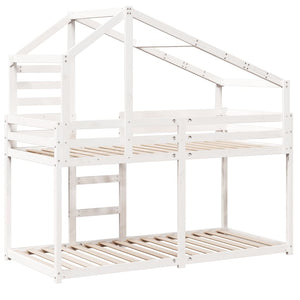 vidaXL Bunk Bed with Roof White 90x200 cm Solid Pine Wood