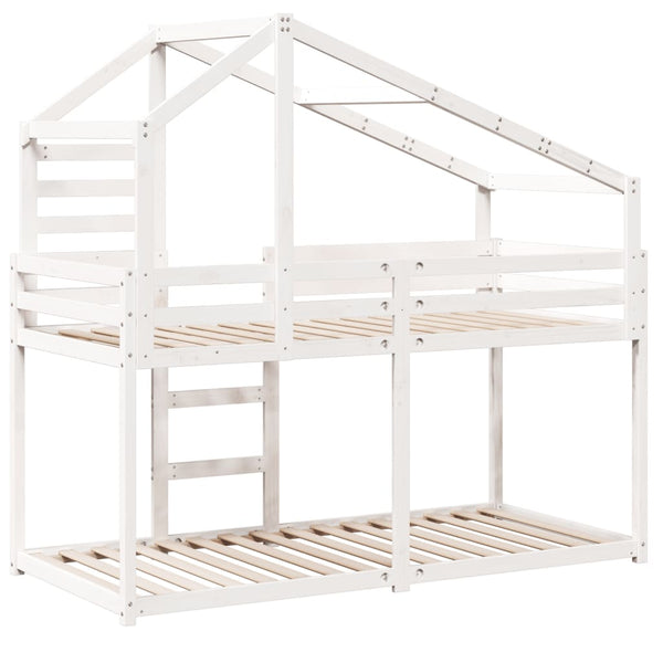vidaXL Bunk Bed with Roof White 90x200 cm Solid Pine Wood