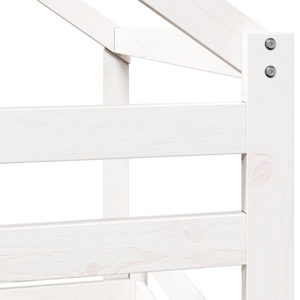 vidaXL Bunk Bed with Roof White 90x200 cm Solid Pine Wood